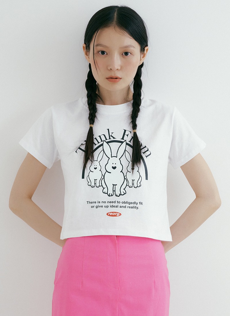 TIR THINK FROM CROP T-SHIRTS WHITE