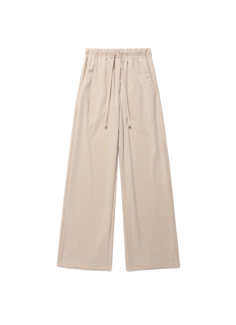 KACK WIDE RIBBED STRING PANTS YELLOW BEIGE